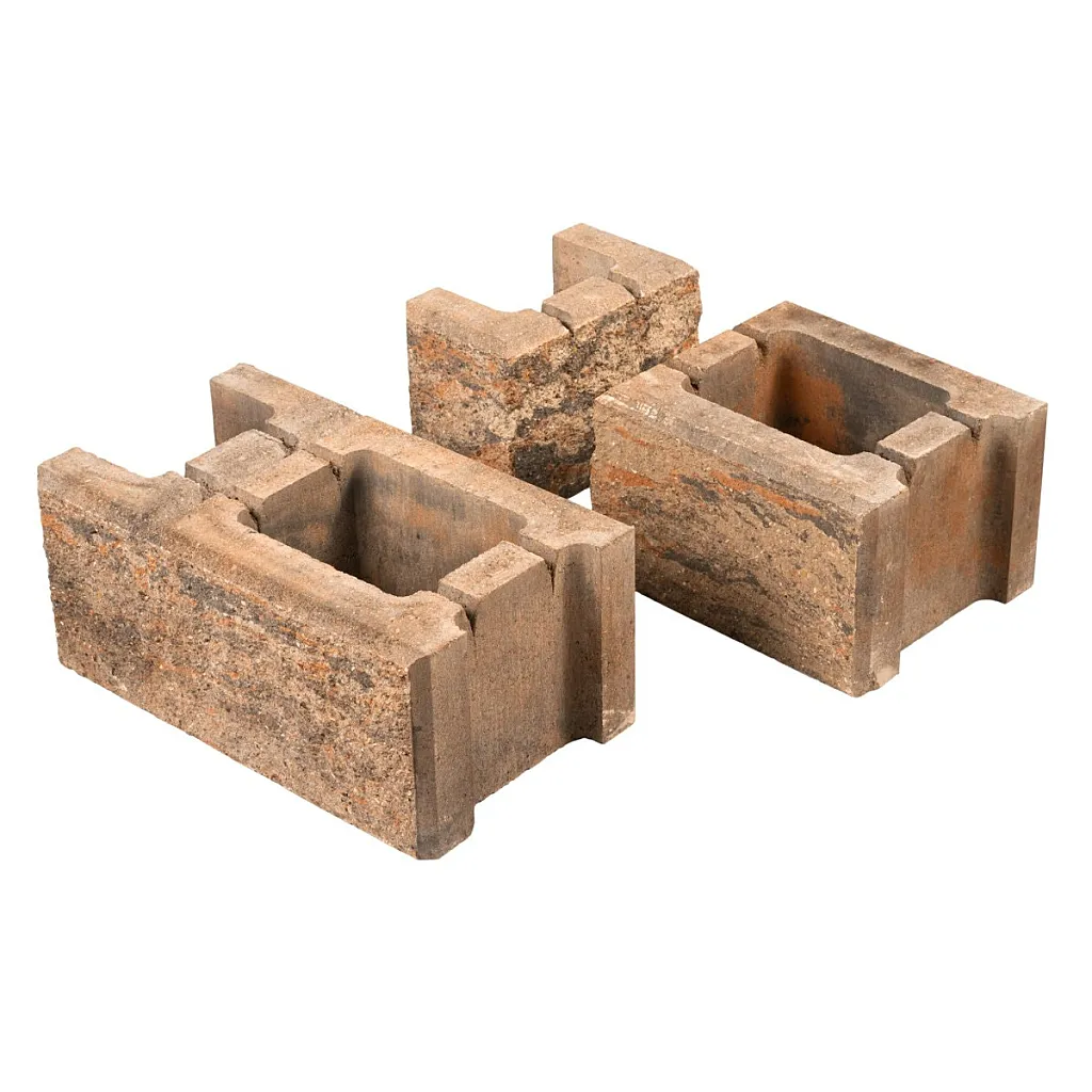 Element baza gard, Symmetrica, Gardeo, beton, caramiziu - gri, 380 x 220 x 160 mm