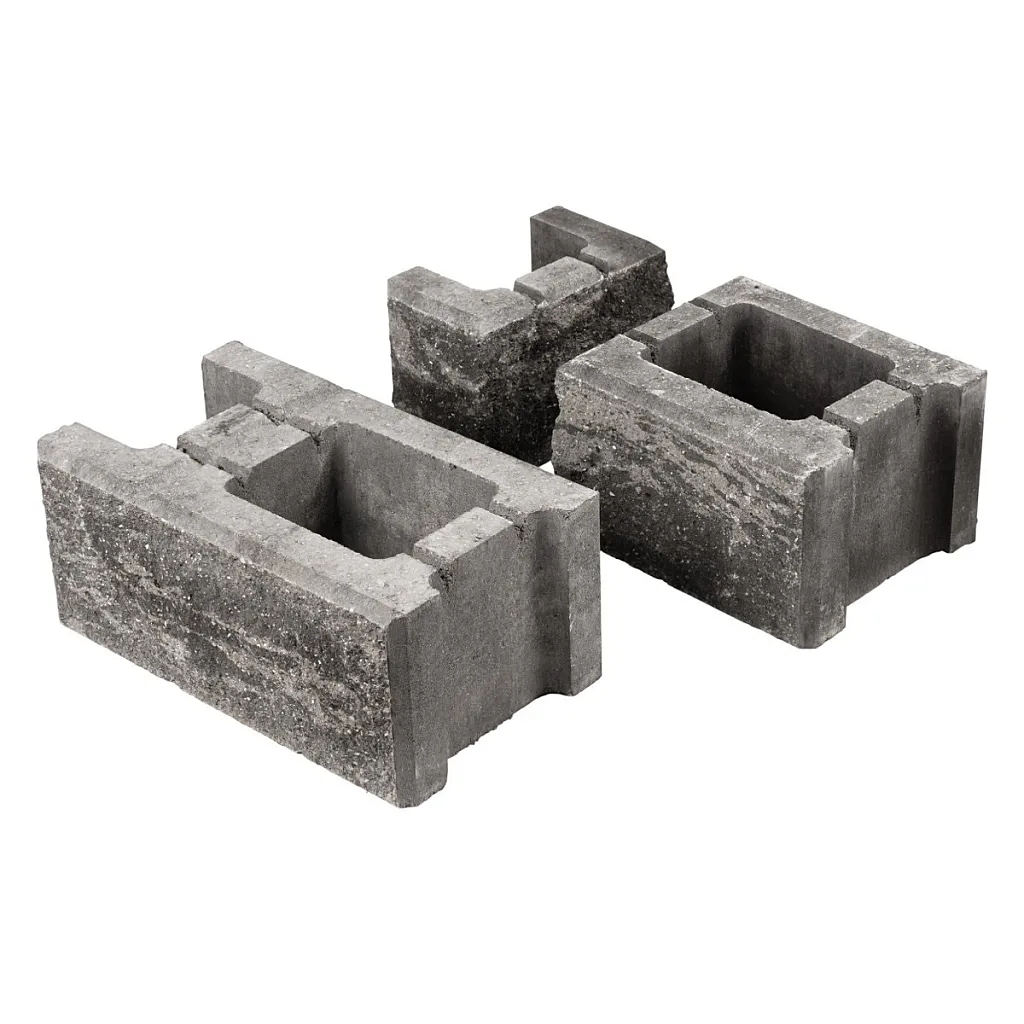 Element baza gard, Symmetrica, Gardeo, beton, gri antracit, 380 x 220 x 160 mm